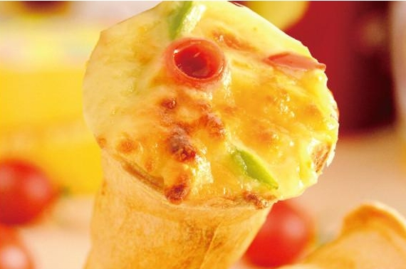 2 sausage pizza cone